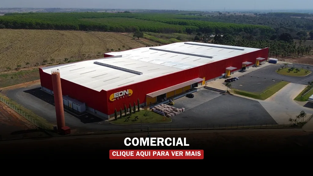 Galpão industrial pré-fabricado da Mtech Premoldados em Jaci, com estrutura em concreto armado e protendido. Obras Mtech. EDN imóveis